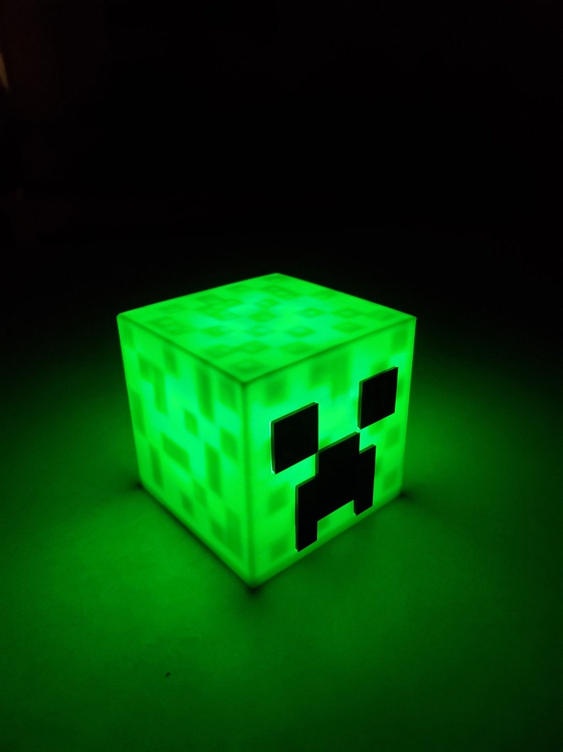 Creeper Desk Lamp Nightlight Minecraft 3D Printed Room Decor image 1
