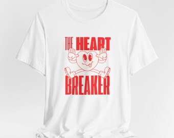 Heartbreaker smiley face T-shirt | retro graphic, red print