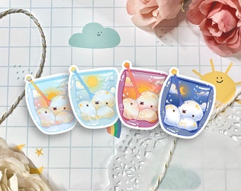 Serene Skies Bear Cup Sticker | Cute Kawaii Dreamy Sunset Art | Glossy Vinyl Animal Drink | Laptop Ipad Journal Stationery Gift | JAYUUN