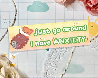 Anxiety Shiba Inu Bumper Sticker | Cute Vinyl Car Decal | Glossy Waterproof Vinyl Diecut | Funny Dog Vehicle Decoration | Gift | JAYUUN