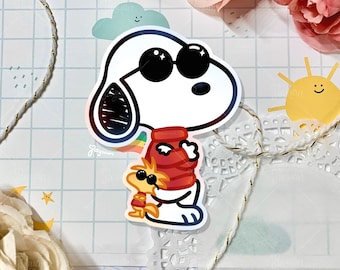 Cool Cartoon Beagle Sticker | Cute White Dog Decal | Glossy Waterproof Vinyl Diecut | Laptop Ipad Water Bottle Decor | Comic Gift | JAYUUN