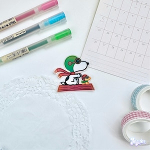 Cool Cartoon Beagle Sticker | Cute White Dog Decal | Glossy Waterproof Vinyl Diecut | Laptop iPad Water Bottle Decor | Comic Gift | JAYUUN Flying Ace