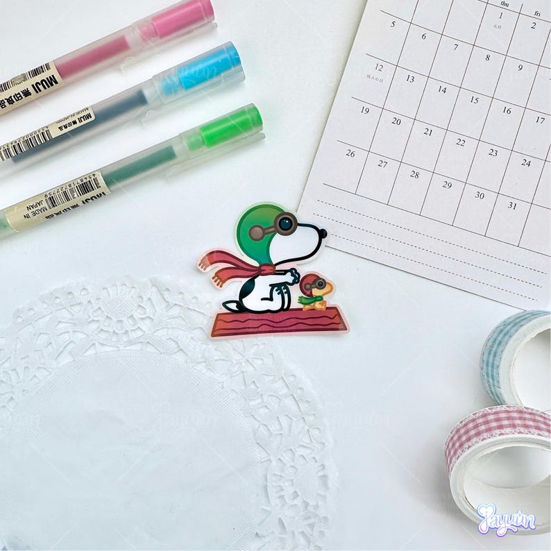 Cool Cartoon Beagle Sticker | Cute White Dog Decal | Glossy Waterproof Vinyl Diecut | Laptop iPad Water Bottle Decor | Comic Gift | JAYUUN Flying Ace