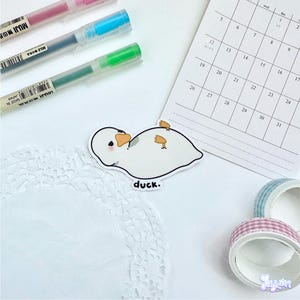 Duck. | Cute Goose Sticker | Funny Animal Pun Decal | Waterproof Glossy Vinyl Diecut Water Bottle Laptop Stationery Decoration Gift | JAYUUN Bild 2