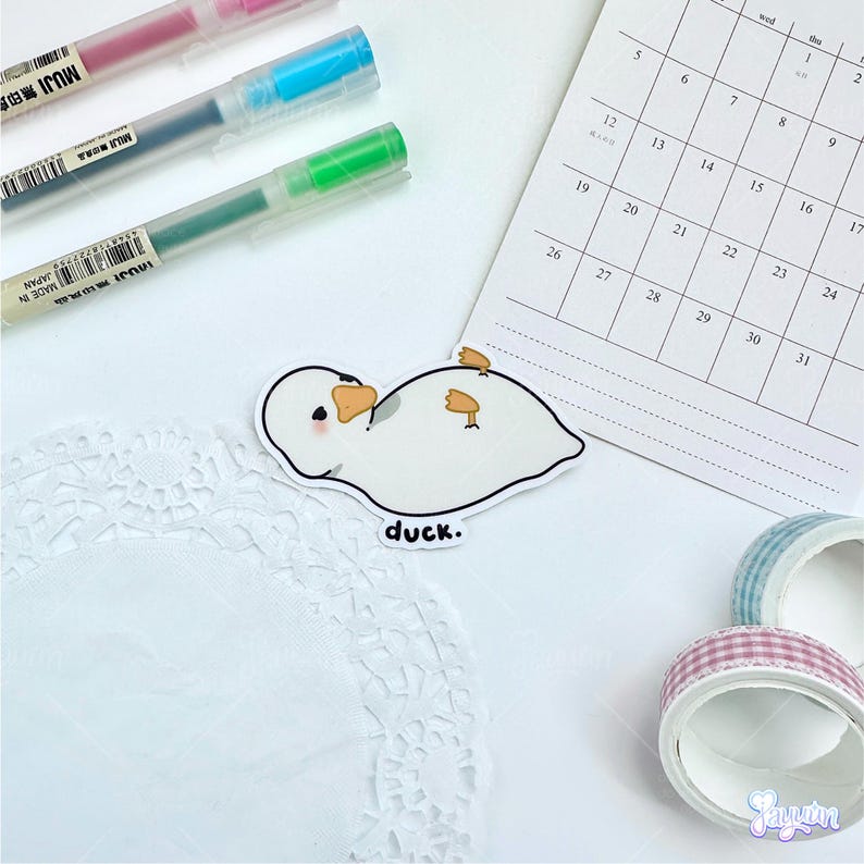 Duck. | Cute Goose Sticker | Funny Animal Pun Decal | Waterproof Glossy Vinyl Diecut Water Bottle Laptop Stationery Decoration Gift | JAYUUN Bild 2