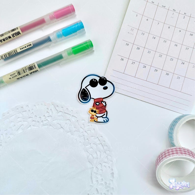 Cool Cartoon Beagle Sticker | Cute White Dog Decal | Glossy Waterproof Vinyl Diecut | Laptop iPad Water Bottle Decor | Comic Gift | JAYUUN Joe Cool