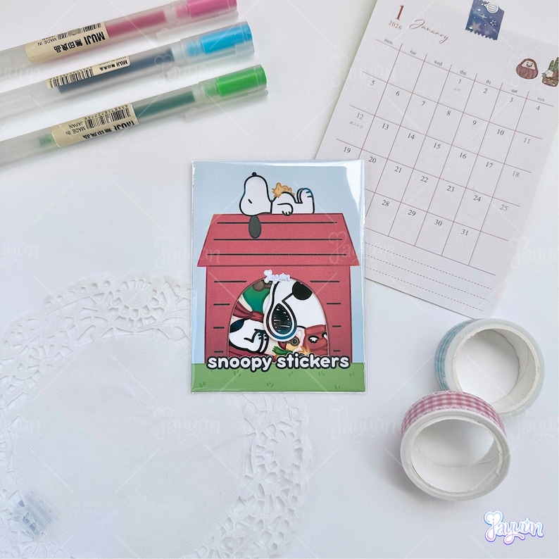 Cool Cartoon Beagle Sticker | Cute White Dog Decal | Glossy Waterproof Vinyl Diecut | Laptop iPad Water Bottle Decor | Comic Gift | JAYUUN Both (Set of 2)