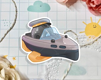 Boat Ghost Shell Sticker | Cute Video Game Decal | Glossy Vinyl Diecut | Laptop Ipad Water Bottle Switch Decoration | Gamer Gift | JAYUUN