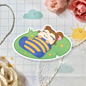 Snoozer Sticker | Cute Retro Cartoon Hamster Decal | Glossy Vinyl Diecut | Laptop Ipad Water Bottle Switch Decoration | Anime Gift | JAYUUN
