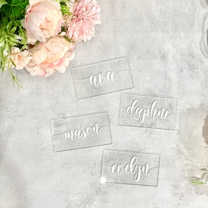 marque-places en acrylique transparent | Marque-places pour mariage | Décoration de table de mariage | Douche nuptiale | Baby Shower | Minimaliste