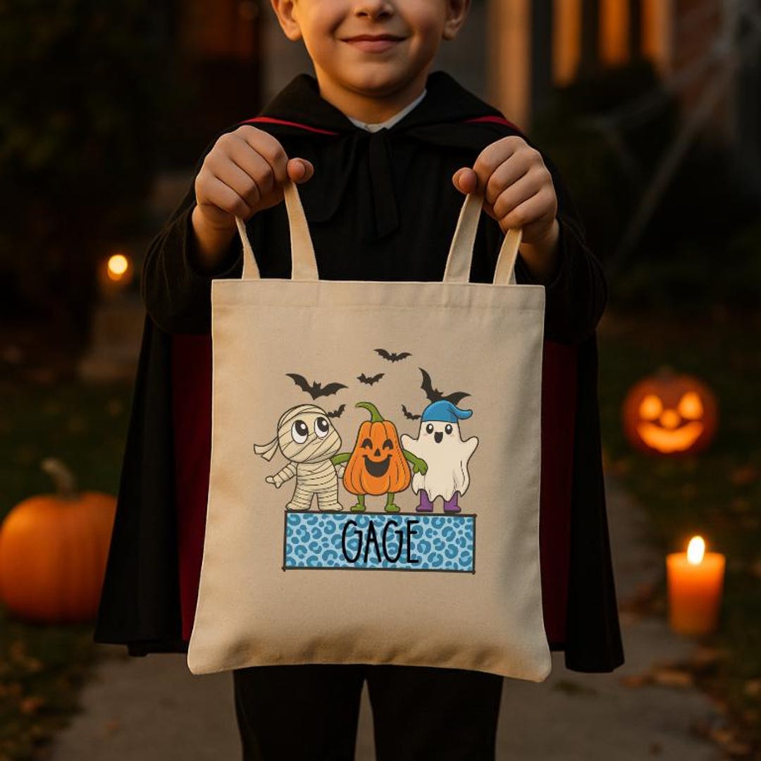Personalized Halloween Trick or Treat Bag: Canvas Tote With Custom Name ...