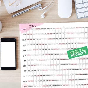 yearly planner, 2025 agenda, 2026 calendar, printable PDF, digital planner, minimalist design, instant download, A4 planner