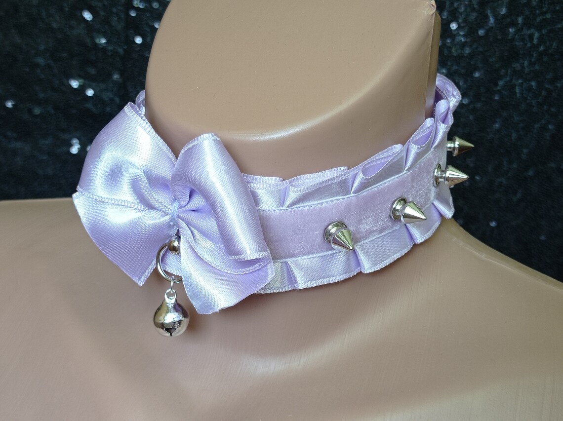 Kitten play collar Petplay collar Custom bdsm collar Satin Etsy