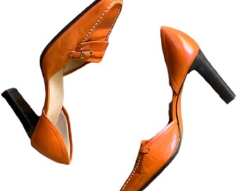 Vintage 60\u2019s Sears burnt orange Mary Jane pump heels