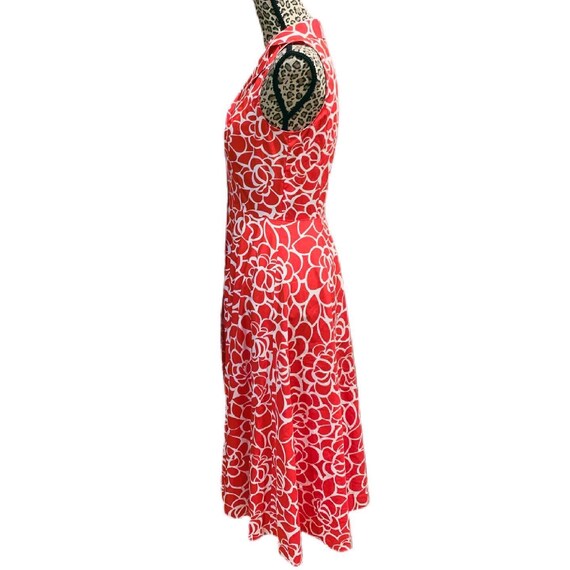 VINTAGE red button down midi tea dress size US 2 - image 3