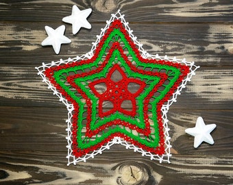 Christmas star doily. Crochet Christmas decor.