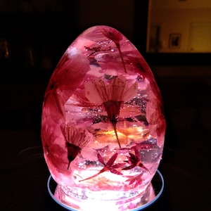 Easter Egg Cherry Blossoms Floral Resin LED Night Light - Egg Dome Shape