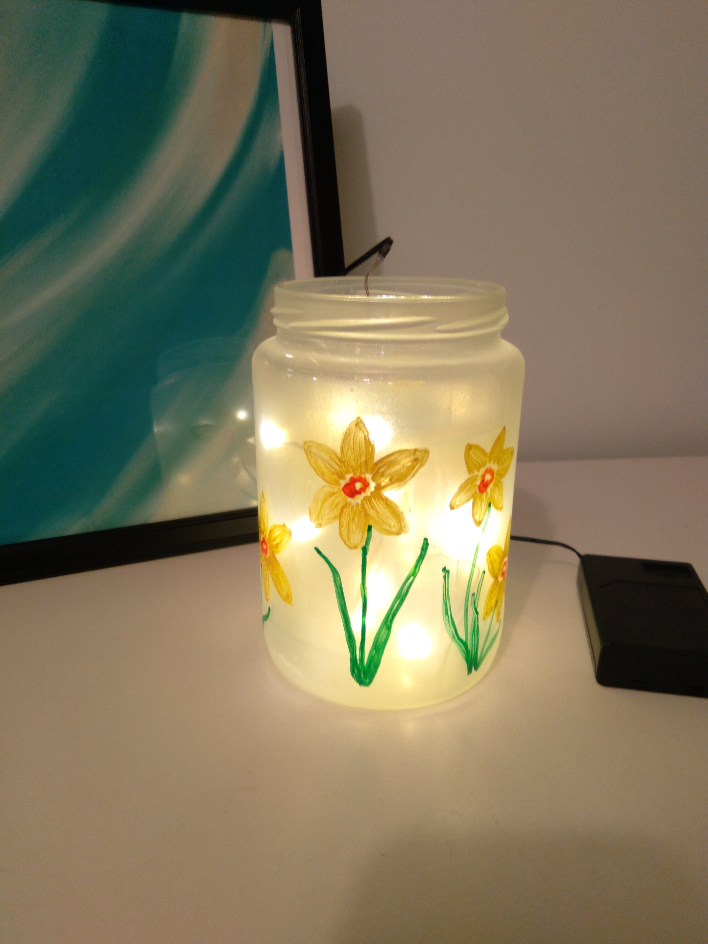 Spring Daffodils Frosted Hand Painted Fairy Light Upcycled Etsy
