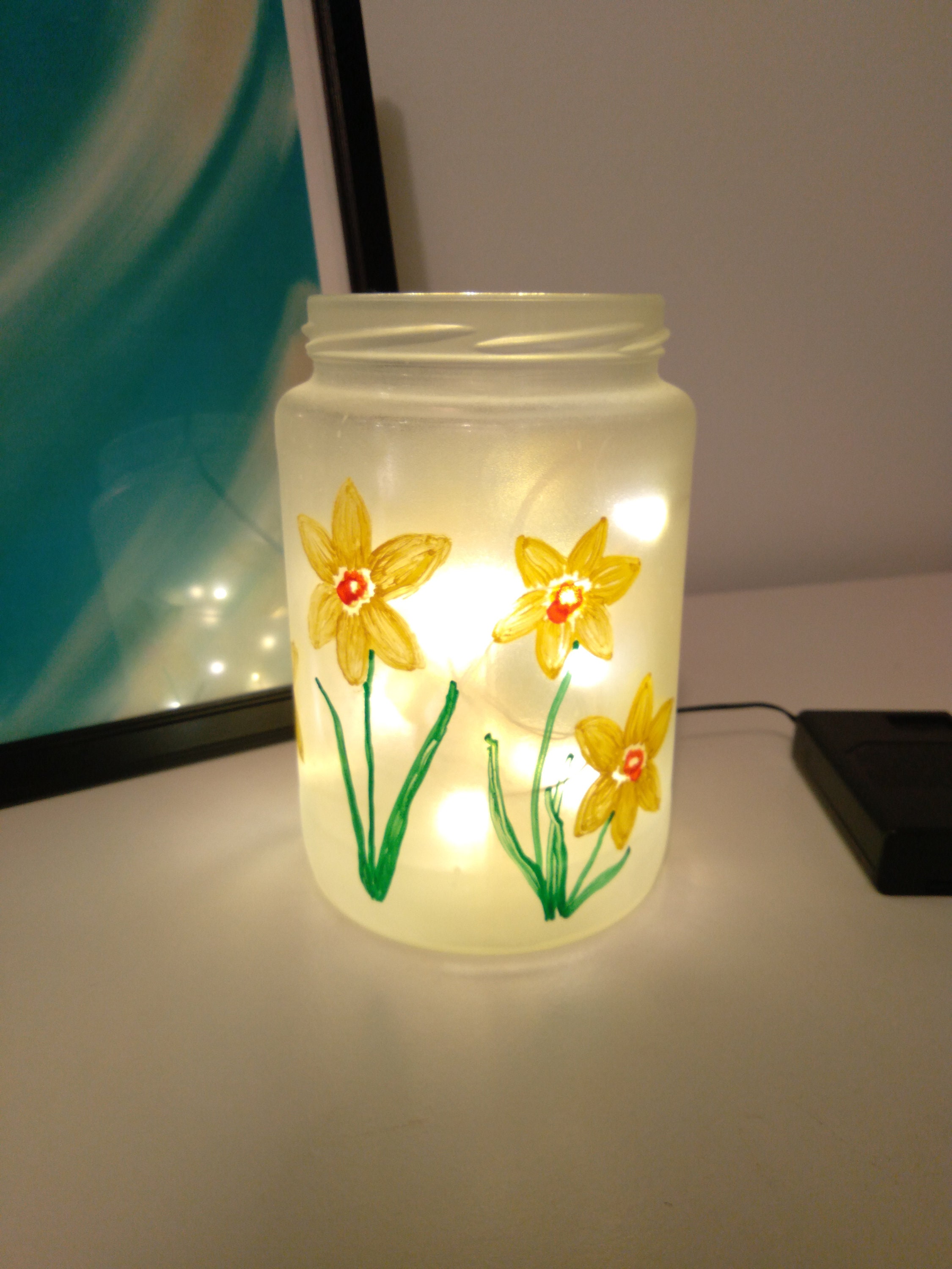 Spring Daffodils Frosted Hand Painted Fairy Light Upcycled Etsy