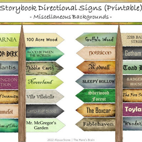 Storybook Directional Signs (Printable) - Miscellaneous Backgrounds