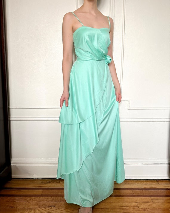 1970s Seafoam Green Maxi Dress - image 1