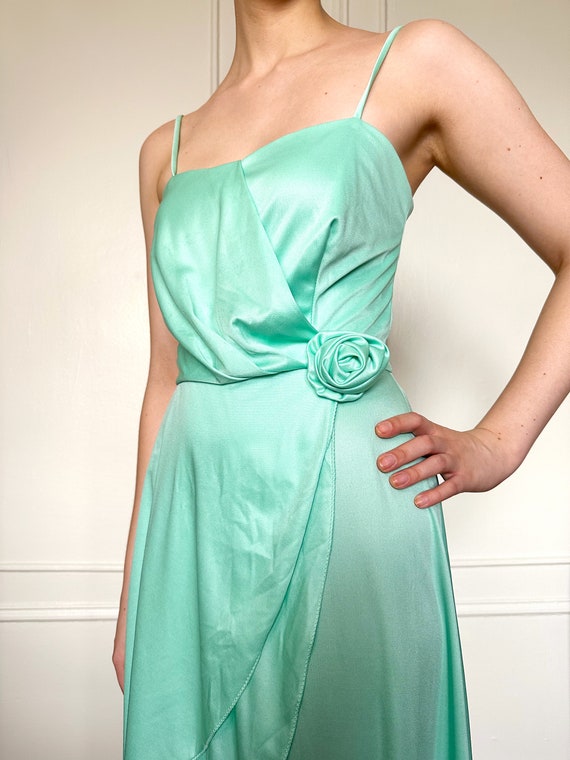 1970s Seafoam Green Maxi Dress - image 3