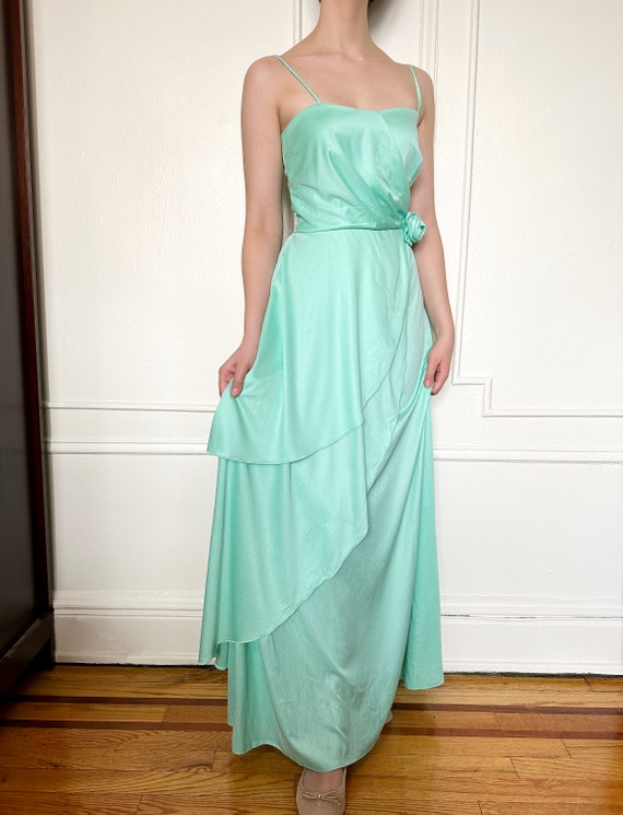 1970s Seafoam Green Maxi Dress - image 2