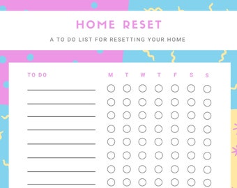 Home resetting to do list | Digital PDF | Digital PNG | Instant Download