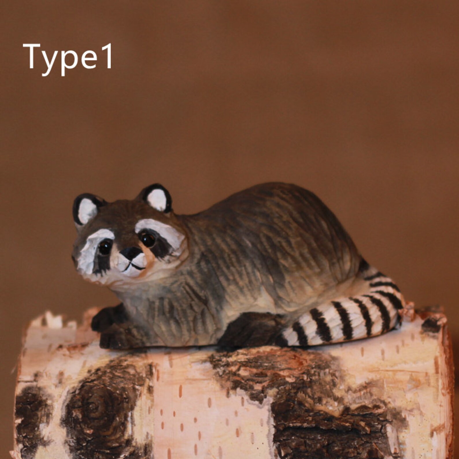 Raccoon Statue Wood Carving Raccoon Figurine Animal Etsy