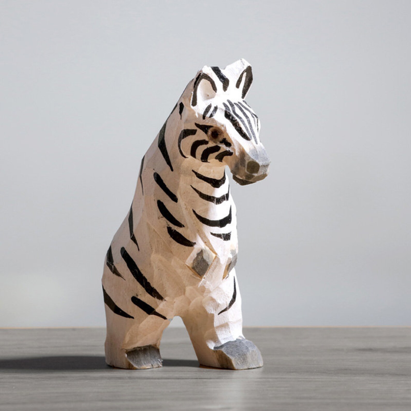 Home Decor Zebra Ornaments Wood Art Figurine Painted Wooden Etsy