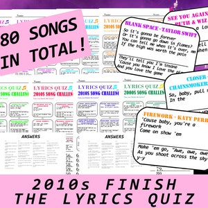 2010s Songs Finish The Lyrics Music Trivia | 80 Questions | Musical Group Games | 2010s Finish the Lyric | Singing Family Party Game