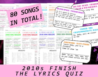 Piosenki z lat 2010. – dokończ tekst – Muzyczny quiz | 80 pytań | Gry grupowe z muzyką | Lata 2010. – dokończ tekst | Gra rodzinna ze śpiewaniem
