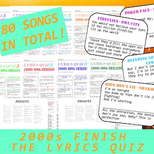 Músicas dos anos 2000 terminam as letras Música Trivia | 80 perguntas | Jogos de grupos musicais | Anos 2000 Termine a letra | Cantando Jogo de Festa em Família