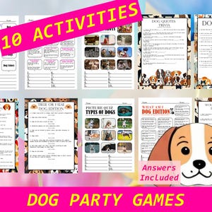 Dog Party Games | Trivia Questions | Animal Games | Game Night, Printable Instant Download | Puppy Birthday Games | Pet themed activities