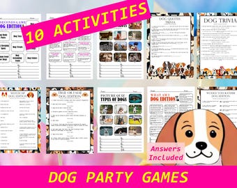 Jeux de fête pour chiens | Anecdotes | Jeux d'animaux | Game Night, Imprimable à téléchargement immédiat | Jeux d'anniversaire pour chiots | Activités sur le thème des animaux de compagnie