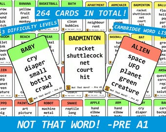 Inte det ordet! Pre A1 | Engelska ordspel | Förbjudna ord på engelska | Lär dig engelska | Engelska ordförrådskort | ESL-spel | Engelsklektioner