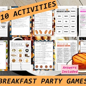 Frühstücks-Partyspiele | Trivia Fragen | Essen Spiele | Spiel Nacht, Printable Instant Download | Frühstücks Spiele | Aktivitäten zum Thema Essen