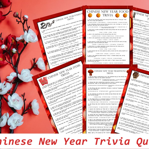 Chinese New Year Trivia Quiz, Holiday Party Game, Trivia Questions, Chinese New Year Games, Game Night, Printable Instant Download, Digital