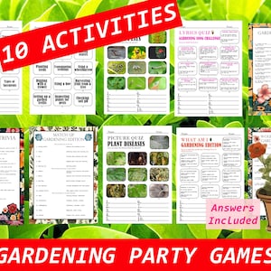 Gardening Party Games | Trivia Questions | Vegetable Trivia |Game Night, Printable Instant Download | Flower Games | Plant themed activities