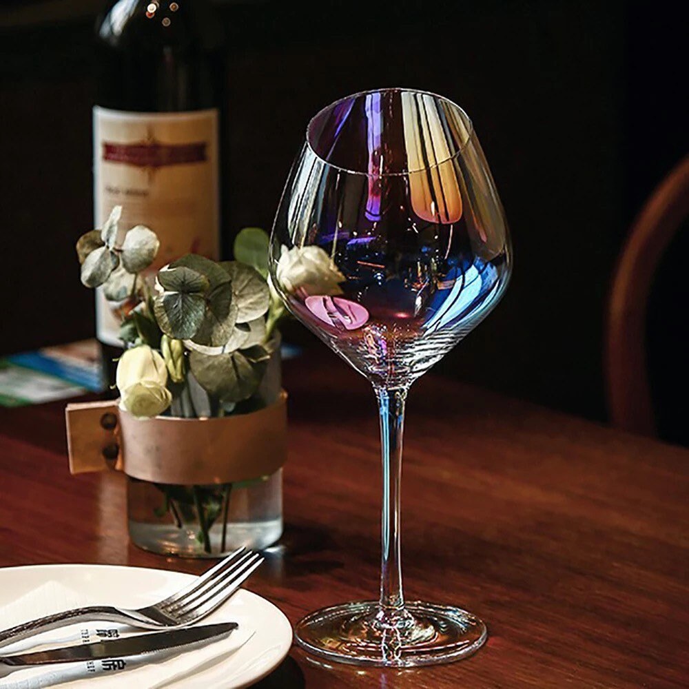 Set of 2 Iridescent Wine Glasses 17 Ounce Long Stem Red & Etsy