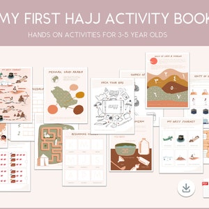 Libro de actividades del Hajj para niños de 3 a 5 años / Hajj para niños / Ibrahim (AS) / Zamzam / Hajar / Ismail (AS) / Historias de profetas / Actividades del Hajj