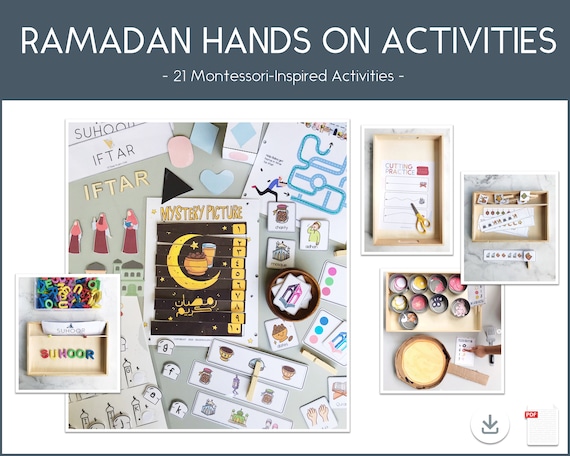 Ramadan Hands on Activities, Ramadan Montessori-inspired activities, Ramadan activity trays, Ramadan activities for toddlers, Preschool