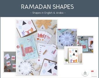 Ramadan Shapes, Ramadan Math, Ramadan Activities for kids, Ramadan Flashcards, Ramadan Preschool, Ramadan Toddler, Posters