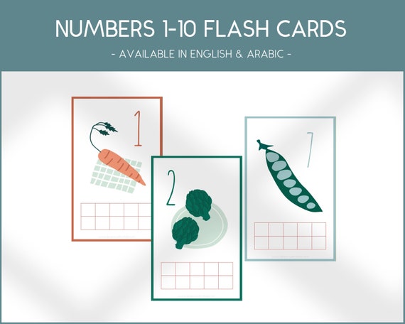 arabic english number flashcards with base ten frames etsy