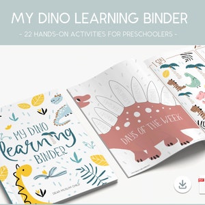 DINO Busy Binder | Dinosaurs | Folder Activities | Learning Binder | Worksheets for Preschoolers | Printable | Homeschool | Quiet Workbook