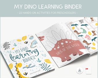 DINO Busy Binder / Dinosaurios / Carpeta de actividades / Carpeta de aprendizaje / Hojas de trabajo para niños en edad preescolar / Imprimible / Educación en el hogar / Libro de trabajo tranquilo