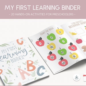 My First Preschool Learning Binder | Folder Activities | Preschool Worksheets | Printable | Toddler Quiet Workbook | Homeschool Lessons