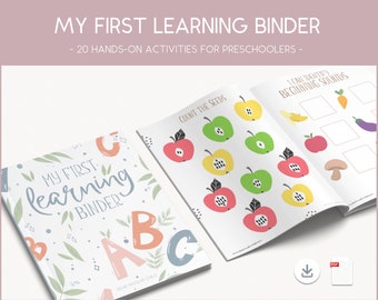 My First Preschool Learning Binder | Folder Activities | Preschool Worksheets | Printable | Toddler Quiet Workbook | Homeschool Lessons