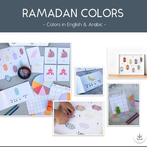 Ramadan Colors, Ramadan Activities for kids, Ramadan Printables, Ramadan Unit, Colors in Arabic,  Ramadan Binder, Montessori Ramadan