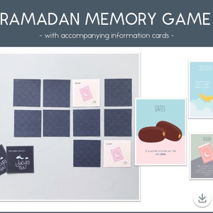 Ramadan Memory Game, Ramadan Vocabulary Cards, Ramadan Flashcards, Ramadan Game, Ramadan for kids, Ramadan for Toddlers, Ramadan Printables